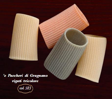 Tricolor striped Paccheri di Gragnano
